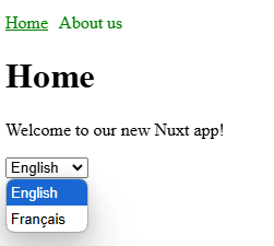 Nuxt i18n app in English